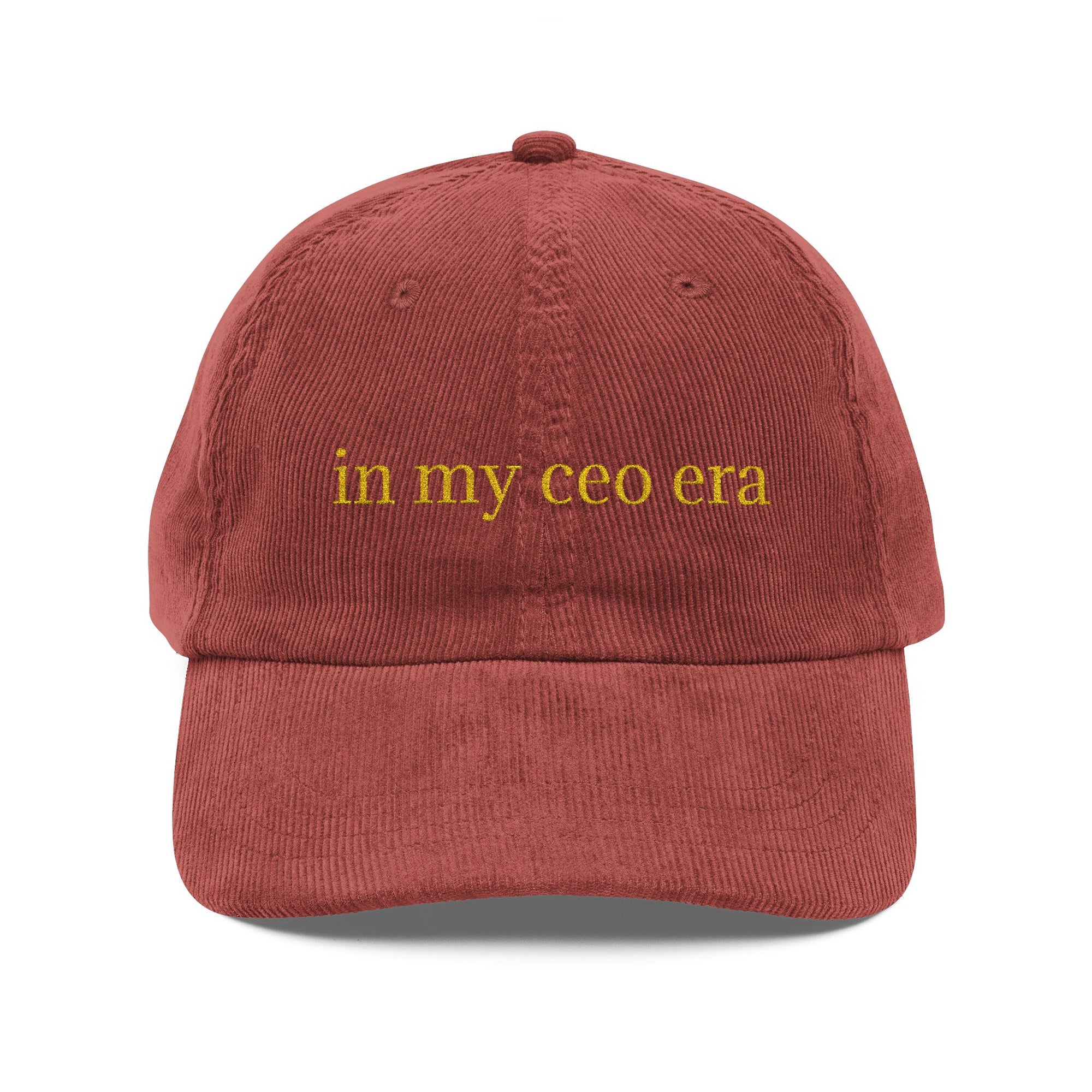 Trendy Corduroy Cap with ‘In My CEO Era’ Embroidery, Vintage Hat, Casual Cap, Gift for Entrepreneurs, Street Style Accessory