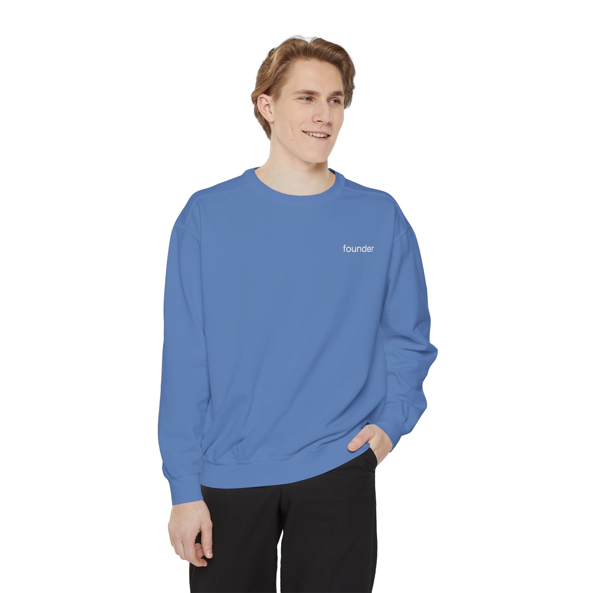 Founder Unisex Garment-Dyed Sweatshirt, Casual Wear, Gift for Entrepreneurs, Comfortable Crewneck, Stylish Layering Piece