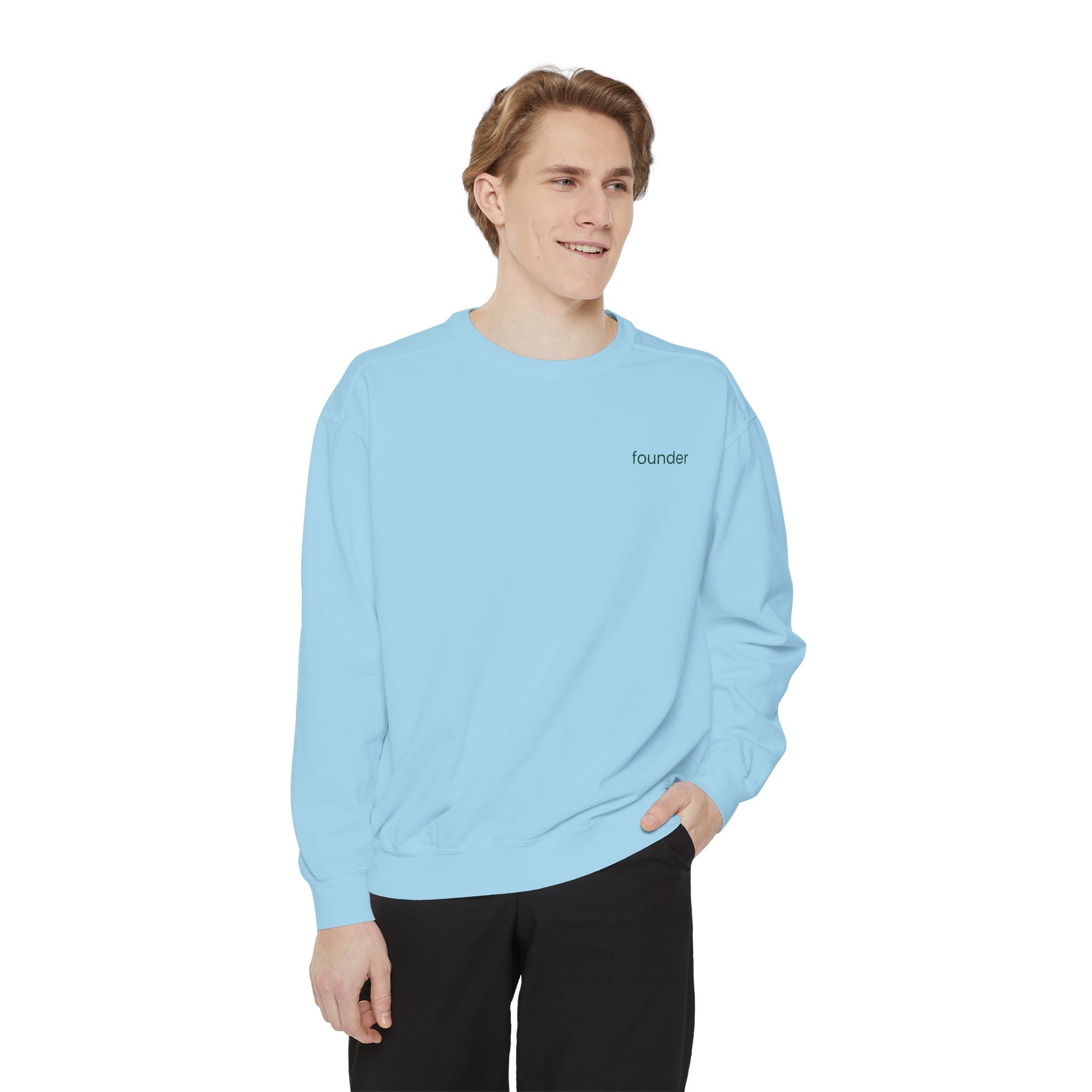 Founder Unisex Garment-Dyed Sweatshirt, Casual Wear, Gift for Entrepreneurs, Comfortable Crewneck, Stylish Layering Piece
