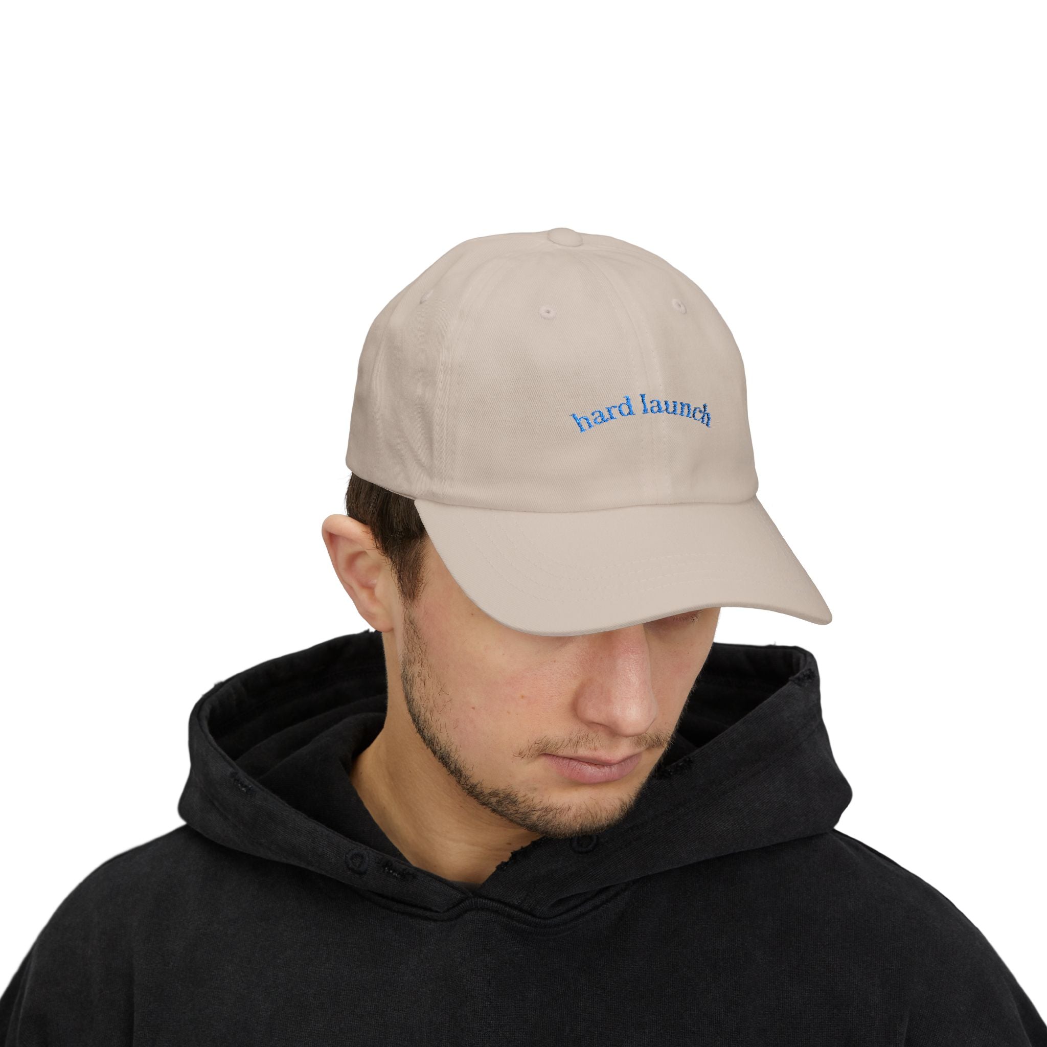 Classic Dad Cap: Hard Launch Embroidered Adjustable Hat for Fashion-Forward Men, Casual Wear, Gift for Dad, Summer Accessory