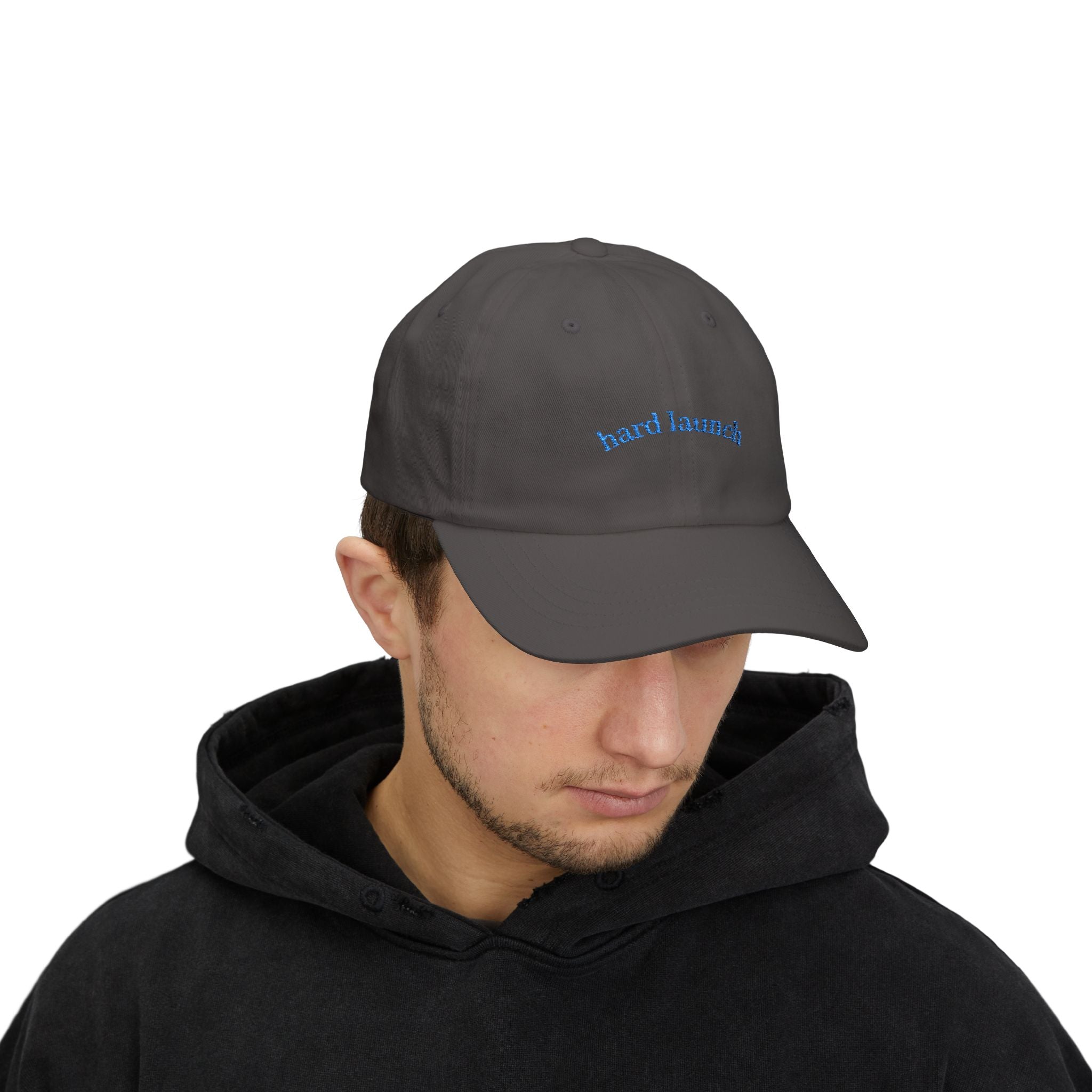 Classic Dad Cap: Hard Launch Embroidered Adjustable Hat for Fashion-Forward Men, Casual Wear, Gift for Dad, Summer Accessory